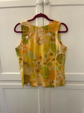 Topshop Yellow and Green Floral Sleeveless Tank uk 14 us 10